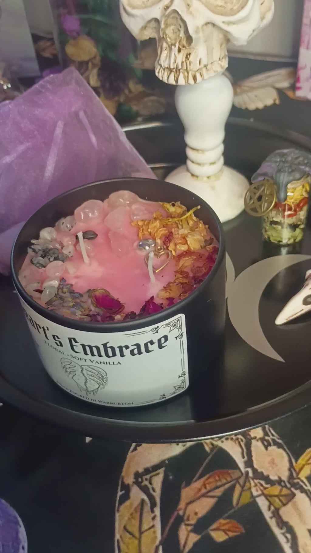 Hearts Embrace Intention Candle Jar | Herb & Crystal Infused